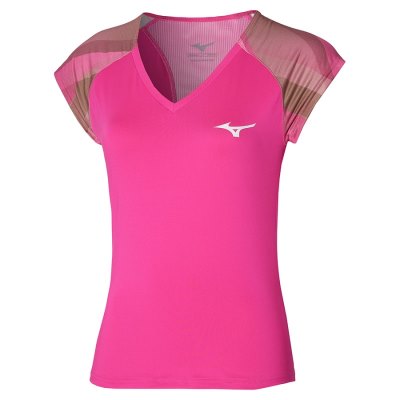Camisa Mizuno Release Printed Tee Mujer - Rosas / Verdes - Chile M896PLTXWU